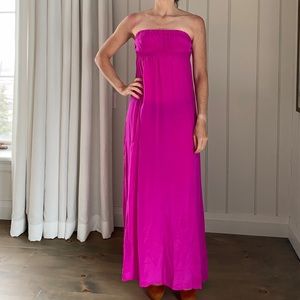 Strapless maxi dress in bright pink! Size small